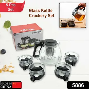 XVIP PREMIUM QUALITY 5-Piece Heat-Resistant Glass Tea Set.