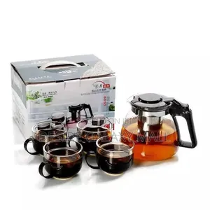 XVIP HIGH QUALITY 5-Piece Heat-Resistant Glass Tea Set.