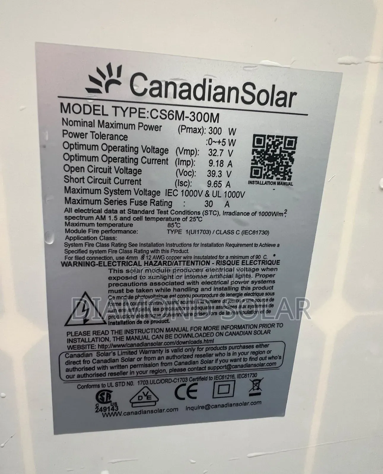 300w Canadian Solar Panel