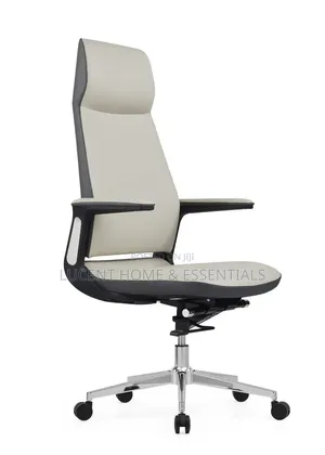Luxury Executive Leather Office Chair (Cream Grey)