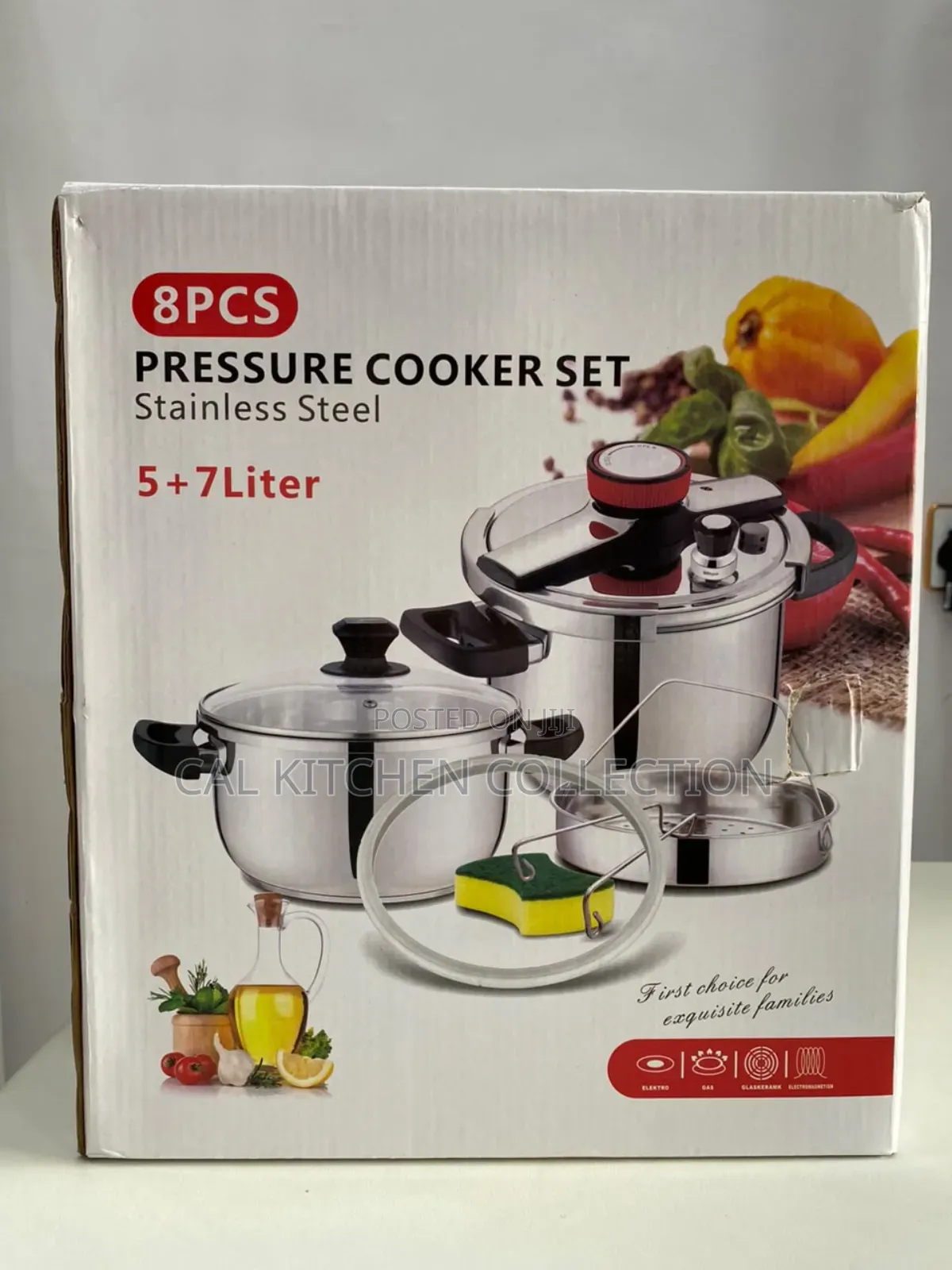 8 Pieces Pressure Cooker Set 7+5 Liters