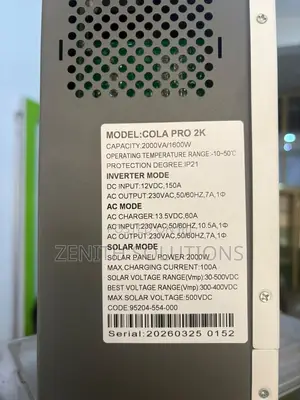 Cola 3600 Plus : Hybrid Long Lasting Solar Inverter