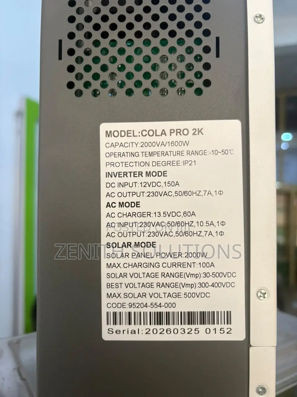 Cola 3600 Plus : Hybrid Long Lasting Solar Inverter
