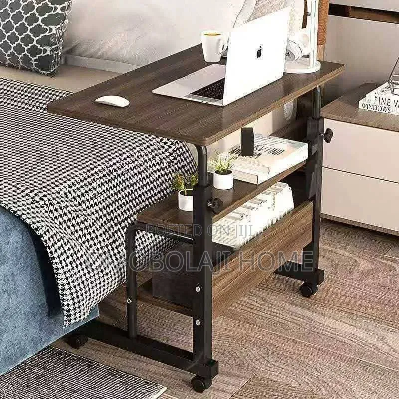 New Movable Bedside Laptop Table With Storage Shelves Wheels