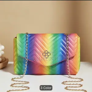Fashion Rainbow Ladies Handbag With Gold Chain