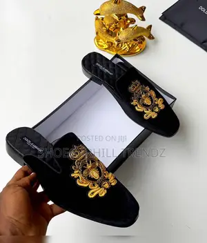 Men's DG Embroidered Half Shoe Mules | Luxury Style