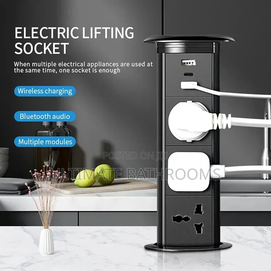 Pop Up Automatic Lifting Socket, Multi-Port + Fast Wireless Charging