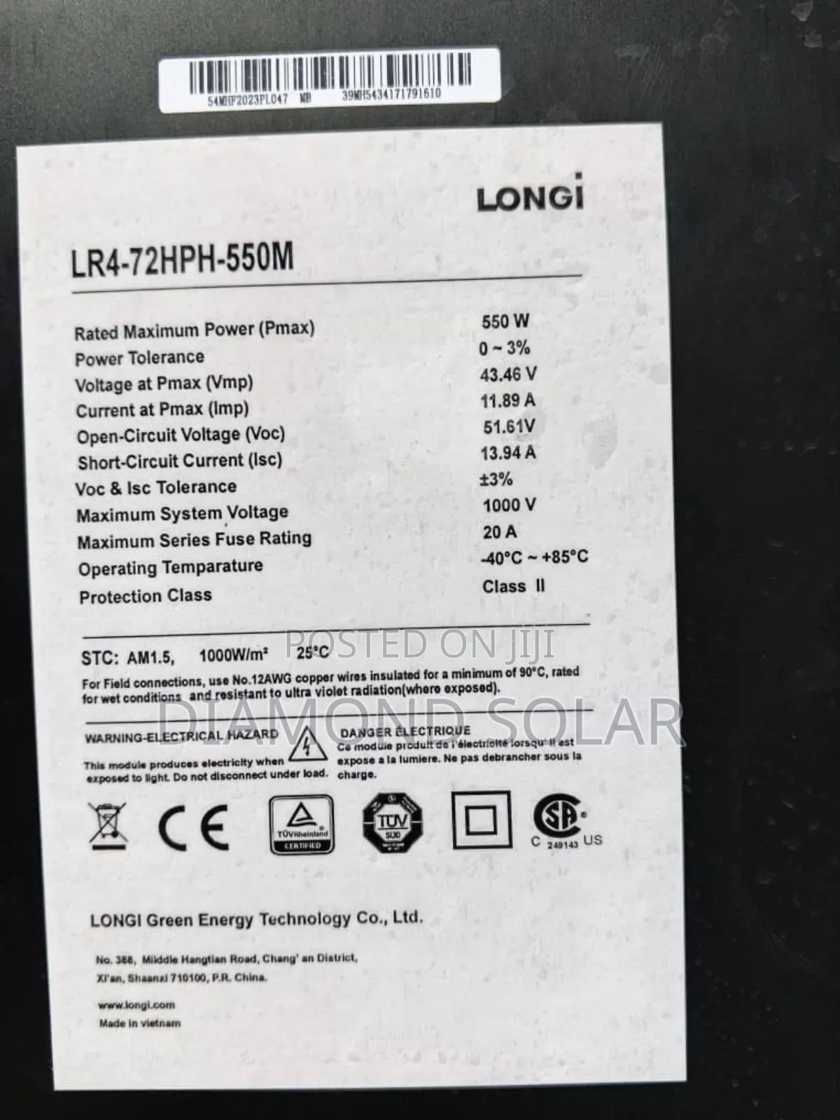 550w Longi Solar Panel