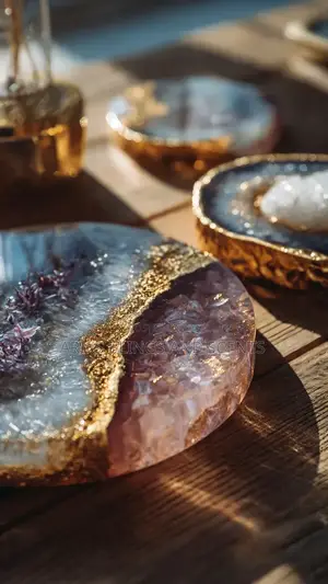 Shimmer Geode Resin Coasters Set of 4