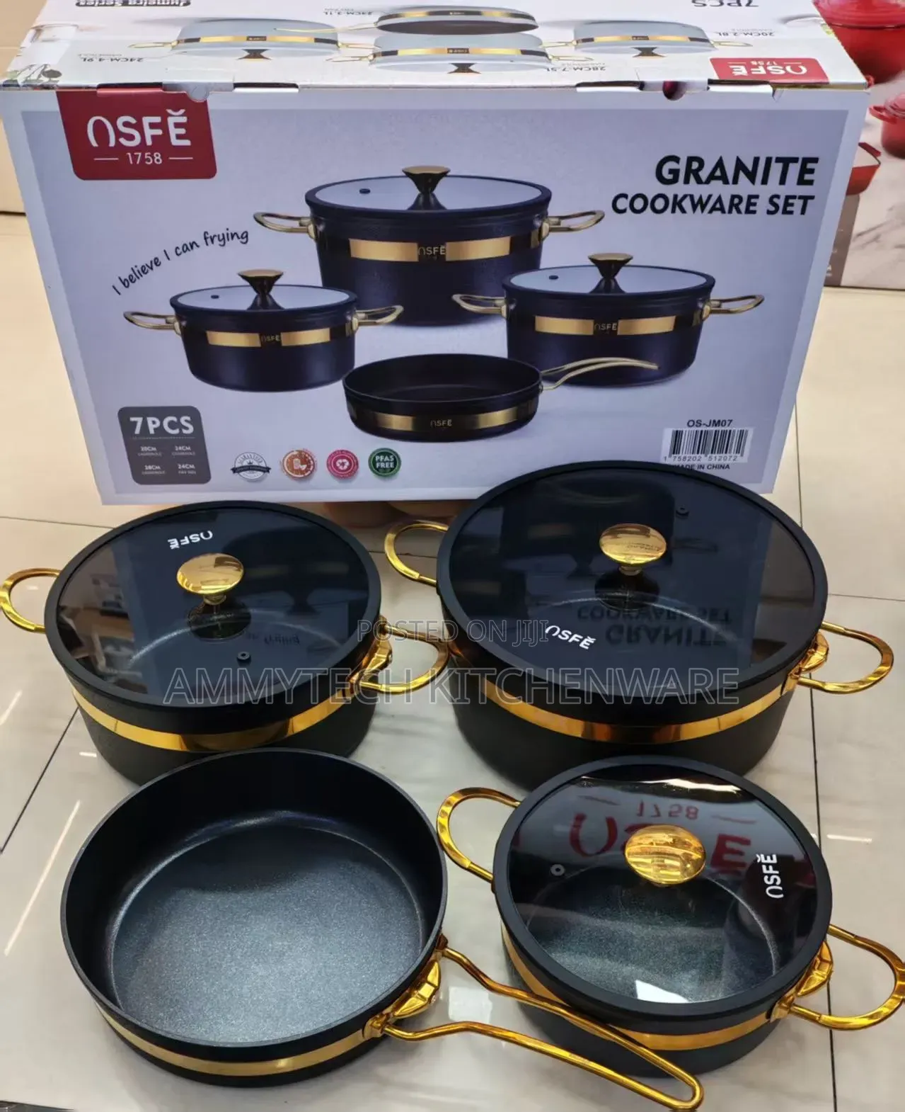 7pcs Nsfe Granite Cookware Sets