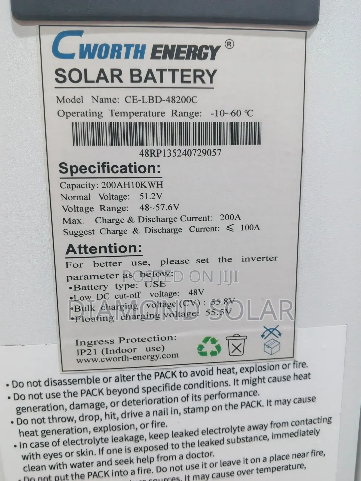 10kwh 51.2v C Worth Energy Lithium Ion Batteries