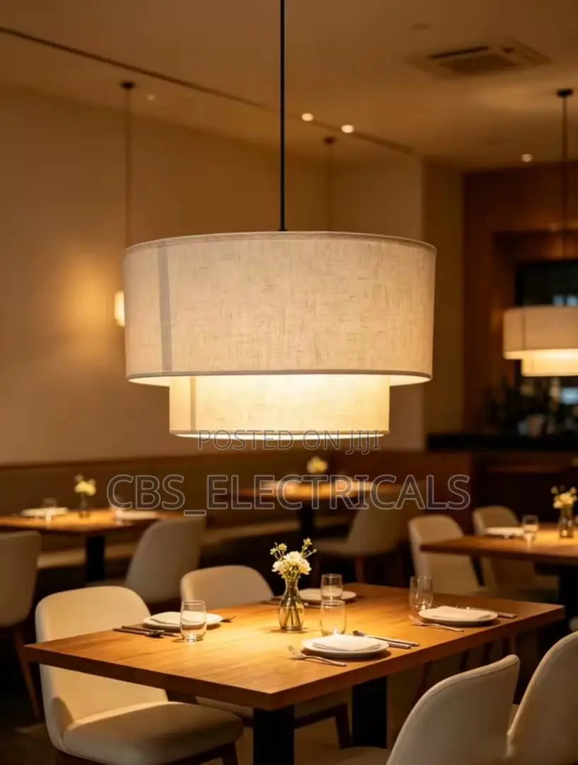Modern Tiered Fabric Drum Pendant Light
