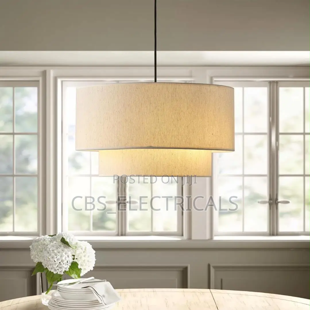 Modern Tiered Fabric Drum Pendant Light