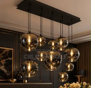 Modern Smoky Glass Globe Cluster Chandelier