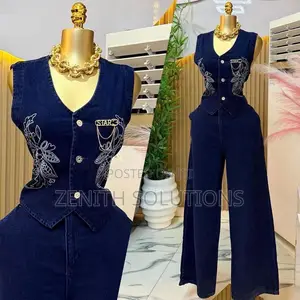 Elegant Classy 2 PCS Denim Trouser