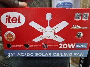 Itel 20W AC/DC 24" Solar Ceiling Fan With Remote Control