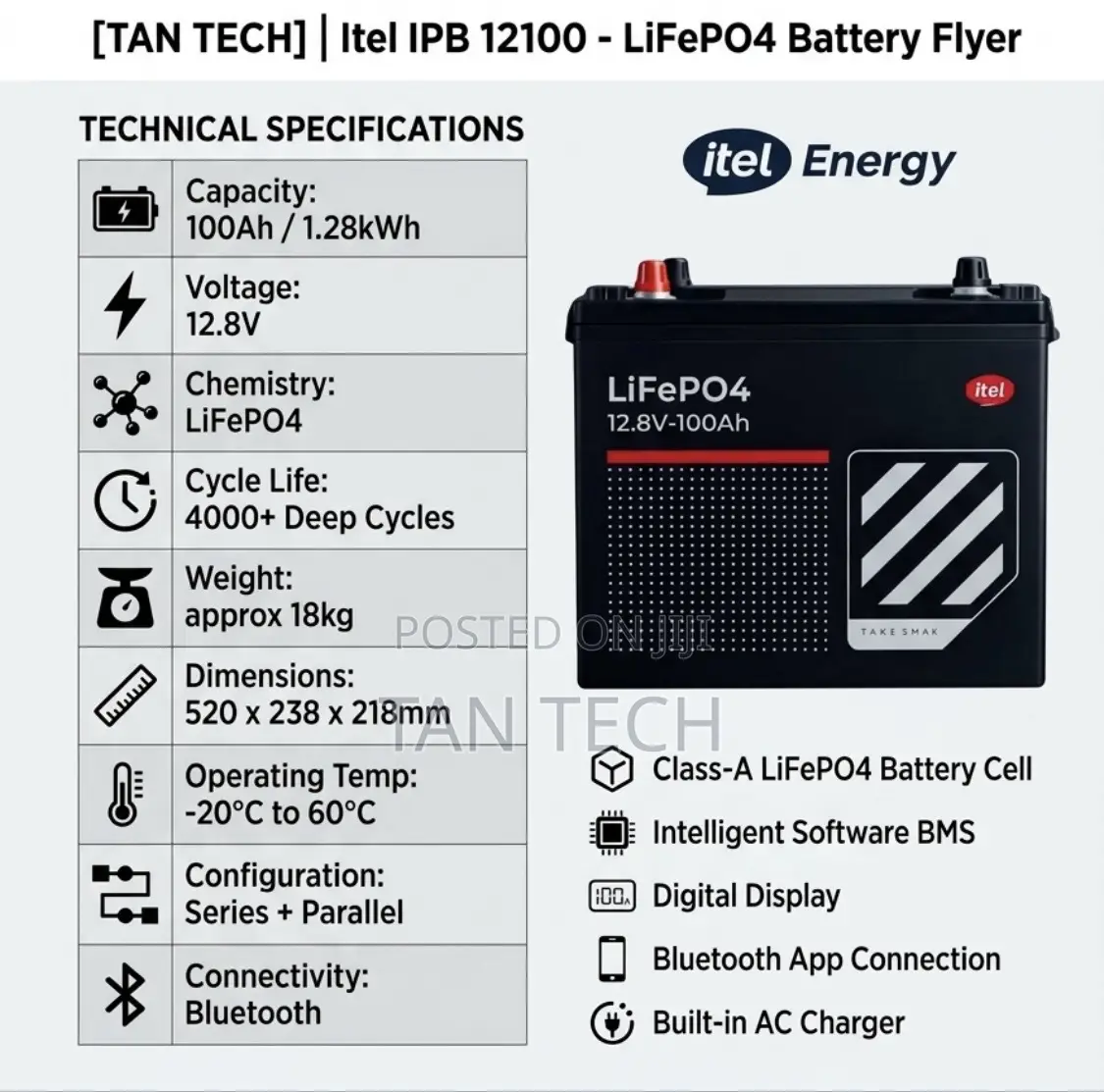 Itel 1.2kwh 12v Lithium Battery