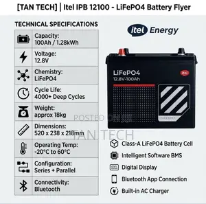 Itel 1.2kwh 12v Lithium Battery