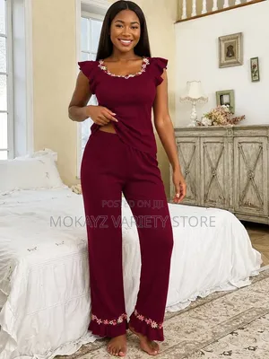 Bailey Luxe Embroidered Top Nightwear/Loungewear Set