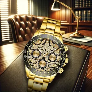 Gold/Black Unisex Watch With Tiger Dial (Latest Rolex Design)