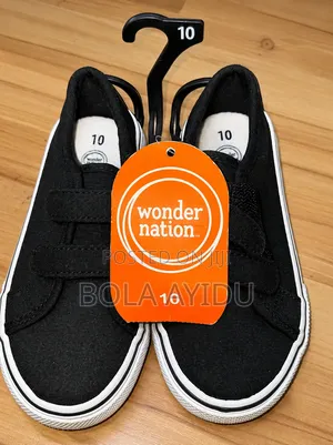 New Wonder Nation Black Double Strap Canvas Sneakers for Kids