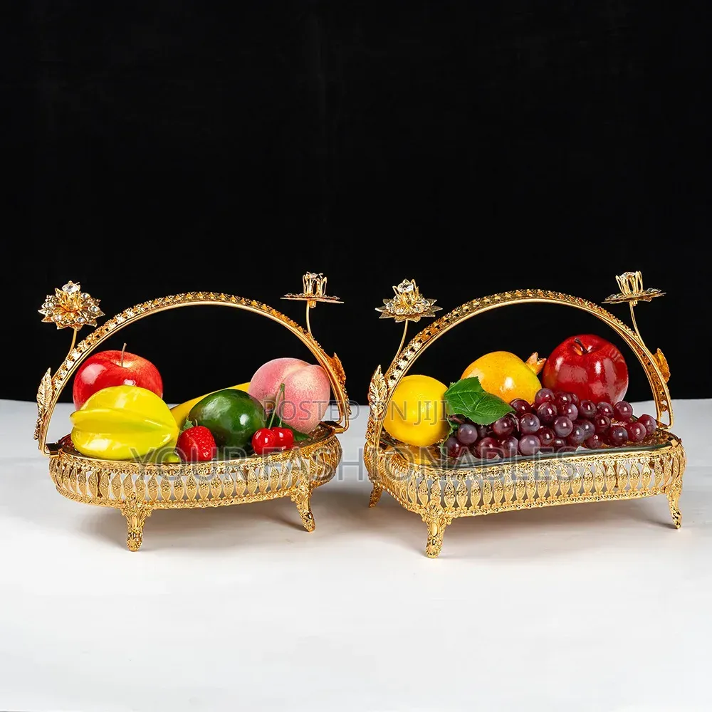 Luxury Gold Oval Serving Tray Fruit Basket