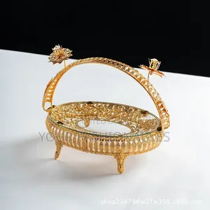 Luxury Gold Oval Serving Tray Fruit Basket