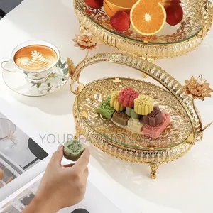 Luxury Gold Oval Serving Tray Fruit Basket