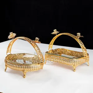 Luxury Gold Oval Serving Tray Fruit Basket