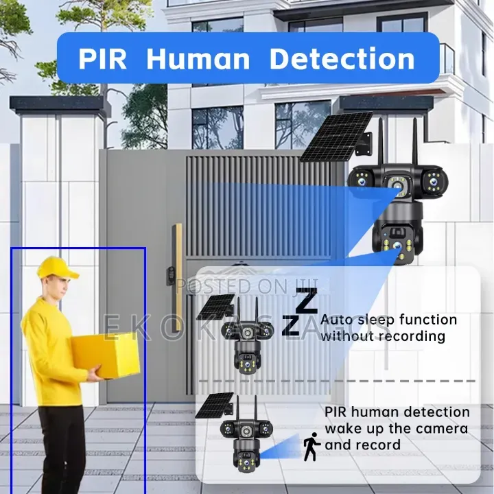 3 Lens 360 Degrees Rotation Solar Powered CCTV Security Camera