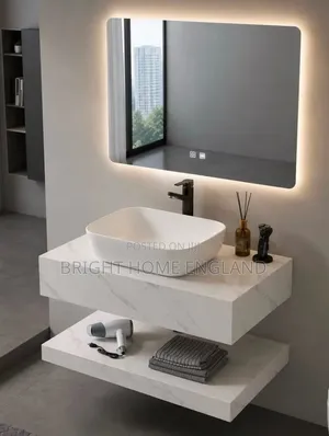 80x50 Marble Cabinet With LED Mirror
