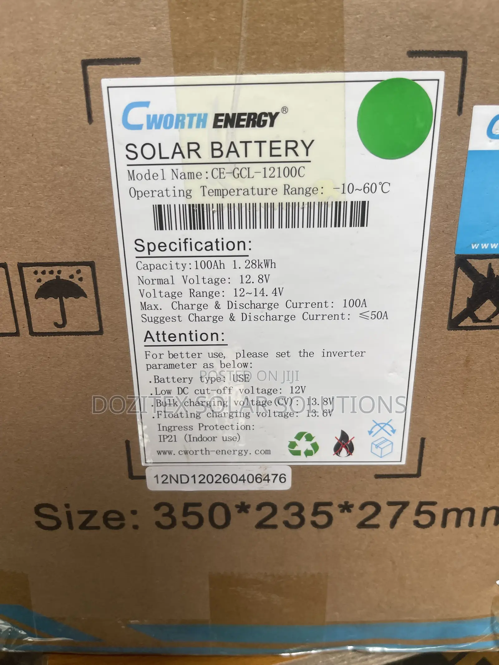 Cworth 1.28kw/12v Lithium Battery