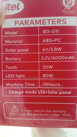 Original Itel Solar Light Kit(80w) - Light Phone Charging Solution