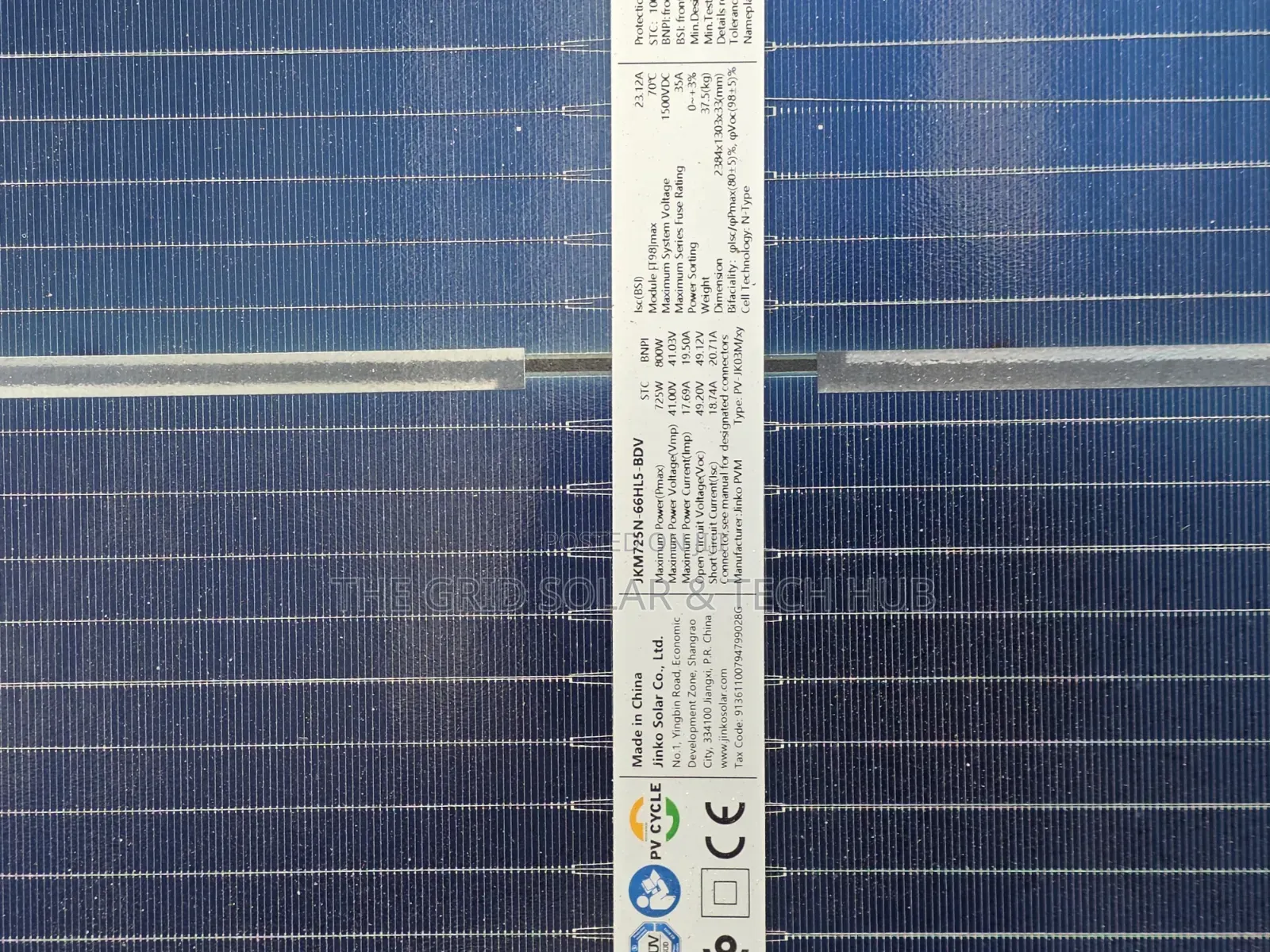 100% Original 725W Jinko Solar Panel (N-Type, Class A)