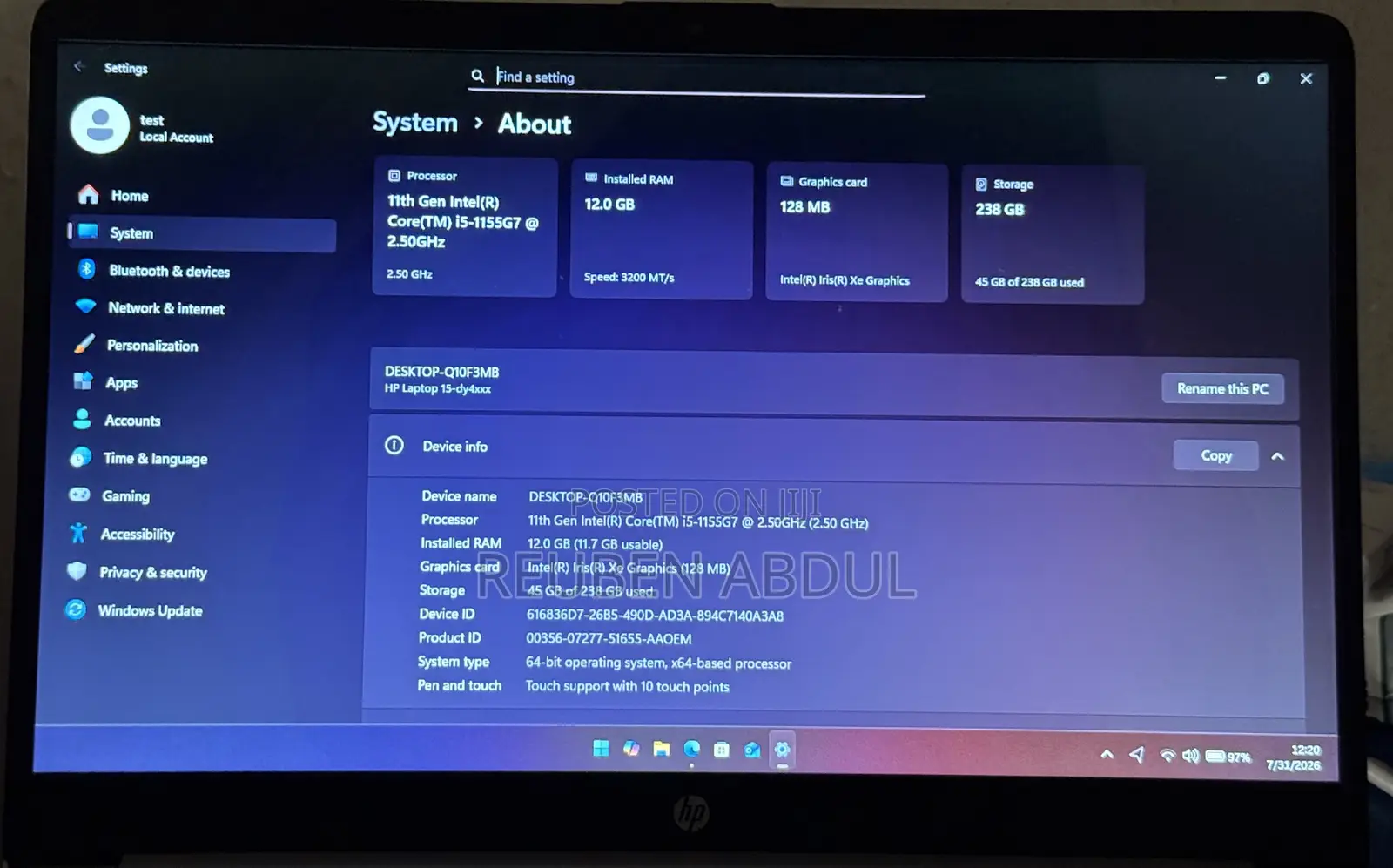 Laptop HP 15 12GB Intel Core i5 SSD 256GB