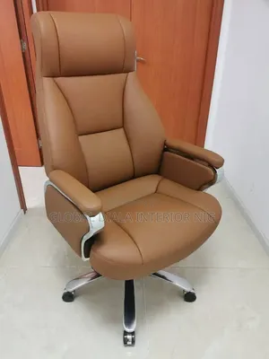 Brown High-Back Leather Executive Office Chair