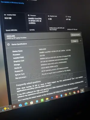 Laptop HP Omen 15 32GB Intel Core i7 SSD 512GB