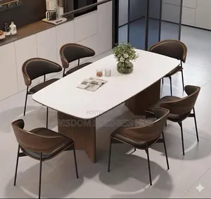 Modern Ceramic Dining Set With Curved-Back Chair