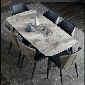 Quality Marble Top Dining Table by 6 Chairs