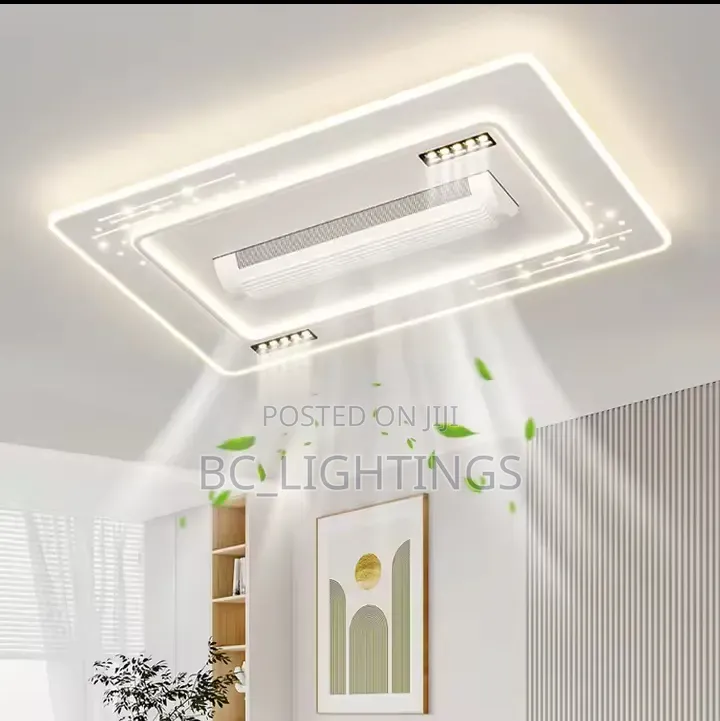 Modern Bladeless Ceiling With Light and Remote Bedroom White Vaneless