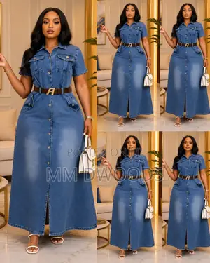 Denim Gown With Belt