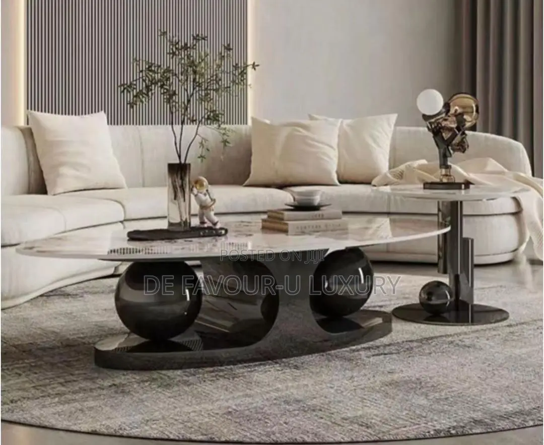 Ceramic Marble Coffee Table and Side Stool
