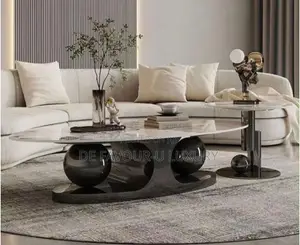 Ceramic Marble Coffee Table and Side Stool