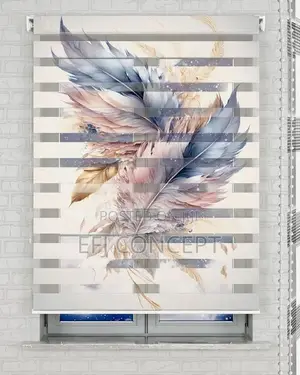 Feather Pattern Zebra Day and Night Blind