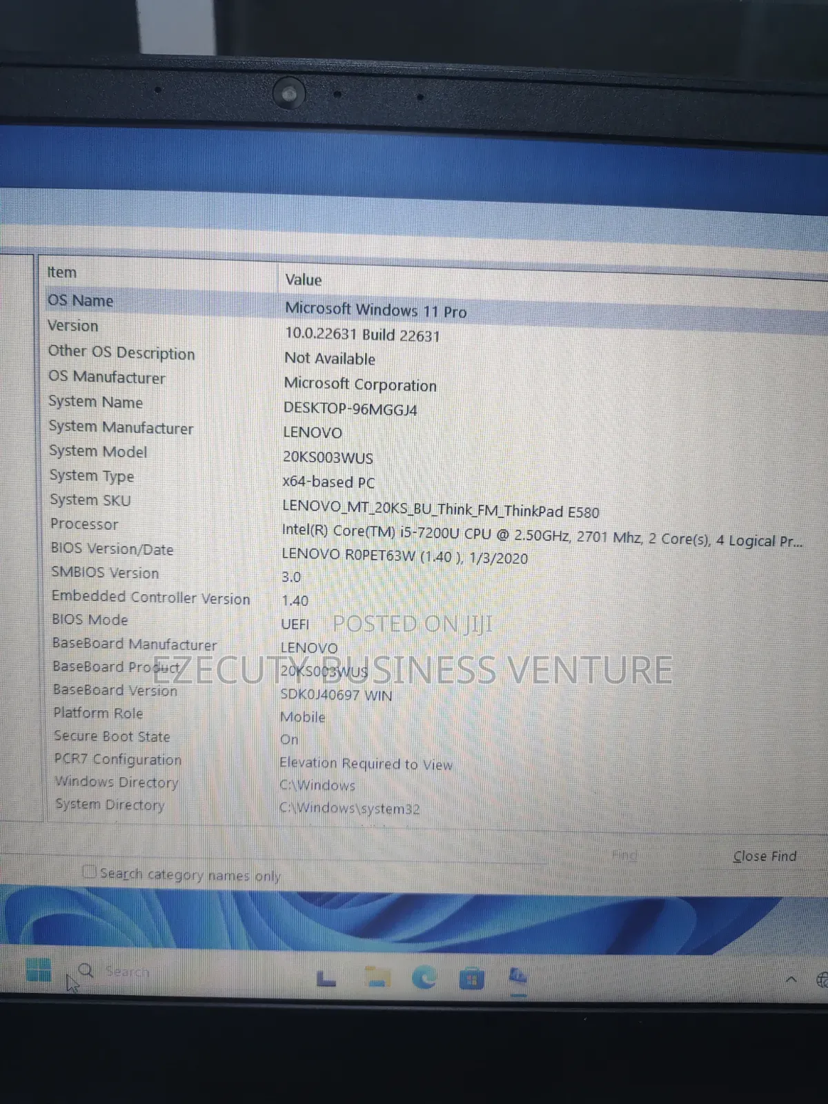 Laptop Lenovo ThinkPad E580 8GB Intel Core i5 SSD 256GB