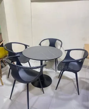 4-Seater Round Cafe Table Set With Wishbone Armchairs