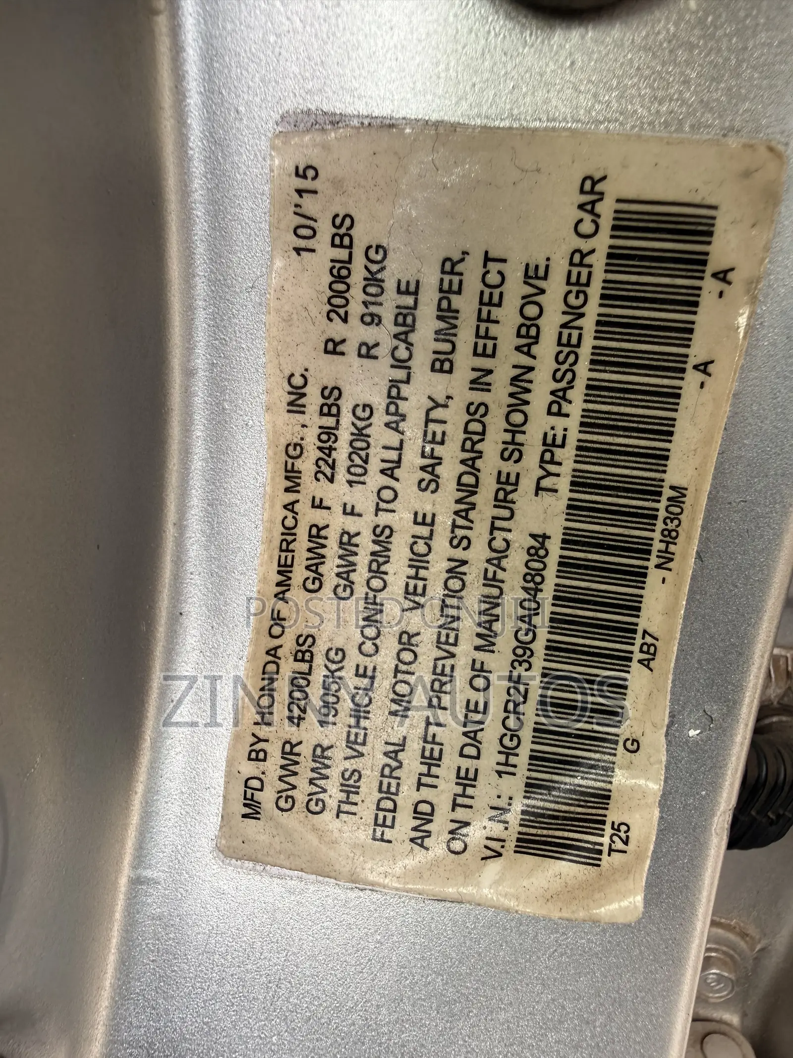 Honda Accord 2016 Silver