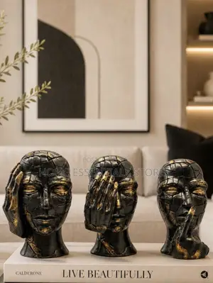 3 Pieces Wise Monkeys Head Sculptures - Modern Home Decor