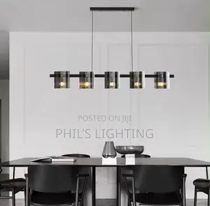 Postmodern LED Amber Smoky Glass Chandelier