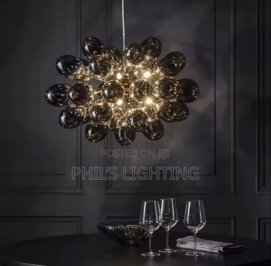 Bubble Chandelier Grey Glass Pendant Lamp